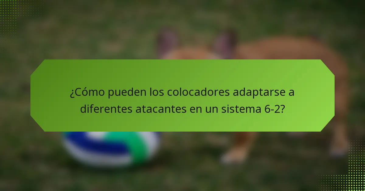 ¿Cómo pueden los colocadores adaptarse a diferentes atacantes en un sistema 6-2?