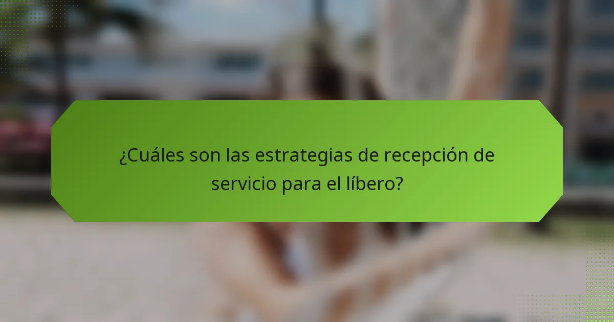 ¿Cuáles son las estrategias de recepción de servicio para el líbero?
